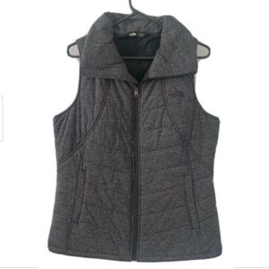 North Face Women's Heathered Puff Vest Psuedio Vest Zip Up Gray Size L Large NWT